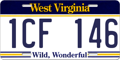 WV license plate 1CF146