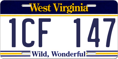 WV license plate 1CF147