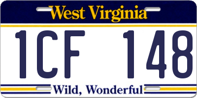 WV license plate 1CF148
