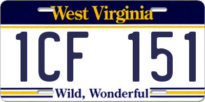 WV license plate 1CF151