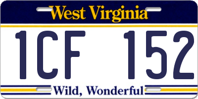WV license plate 1CF152