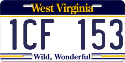 WV license plate 1CF153