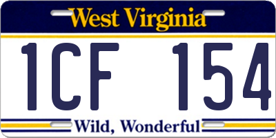 WV license plate 1CF154