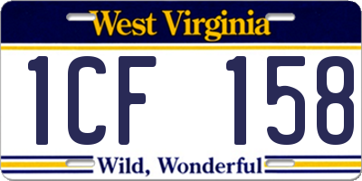 WV license plate 1CF158