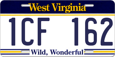 WV license plate 1CF162