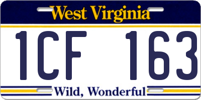 WV license plate 1CF163