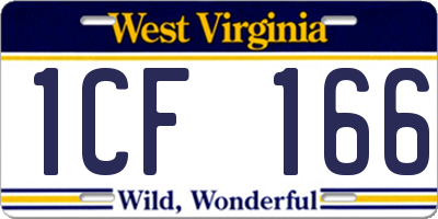 WV license plate 1CF166