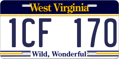 WV license plate 1CF170