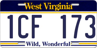 WV license plate 1CF173
