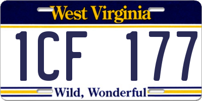 WV license plate 1CF177