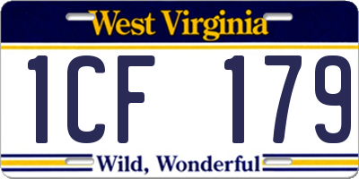 WV license plate 1CF179
