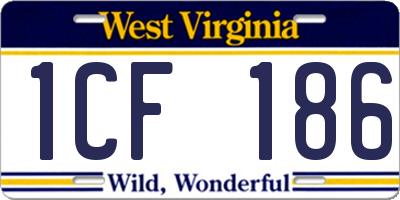 WV license plate 1CF186