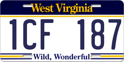WV license plate 1CF187