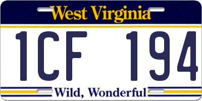 WV license plate 1CF194