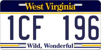 WV license plate 1CF196