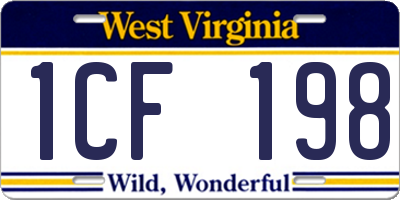 WV license plate 1CF198