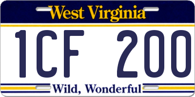 WV license plate 1CF200