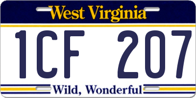 WV license plate 1CF207