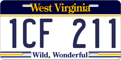 WV license plate 1CF211