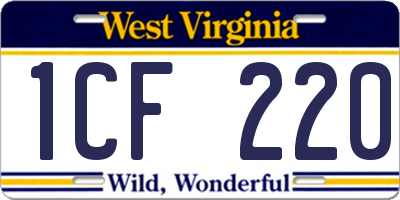 WV license plate 1CF220