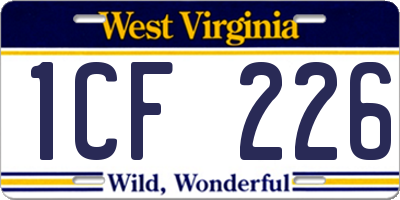 WV license plate 1CF226