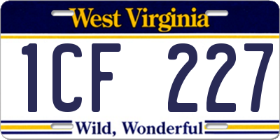 WV license plate 1CF227