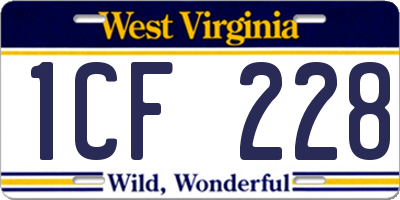 WV license plate 1CF228