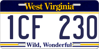 WV license plate 1CF230