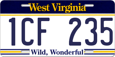 WV license plate 1CF235