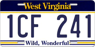 WV license plate 1CF241