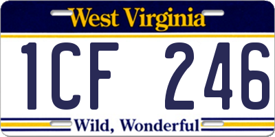 WV license plate 1CF246