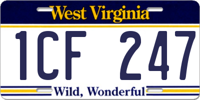 WV license plate 1CF247