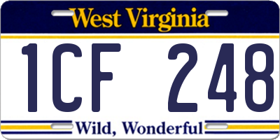 WV license plate 1CF248