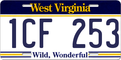 WV license plate 1CF253
