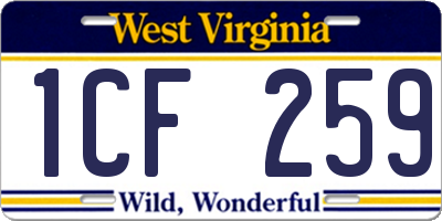 WV license plate 1CF259