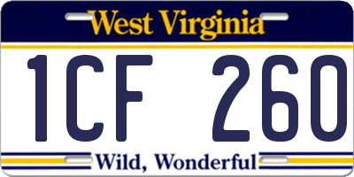 WV license plate 1CF260