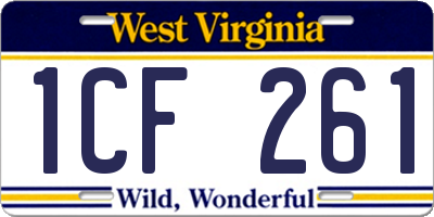 WV license plate 1CF261