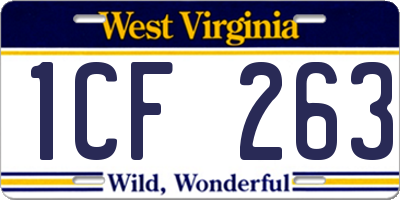 WV license plate 1CF263