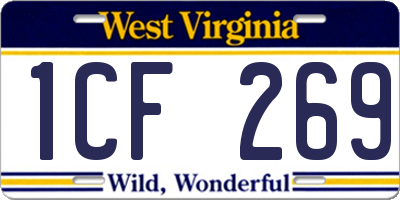 WV license plate 1CF269