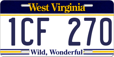 WV license plate 1CF270