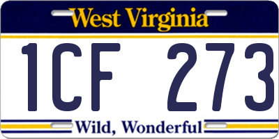 WV license plate 1CF273