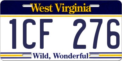 WV license plate 1CF276