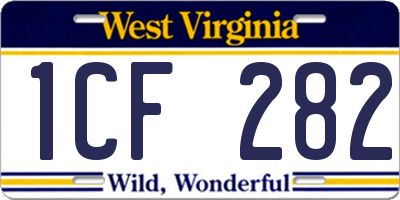 WV license plate 1CF282