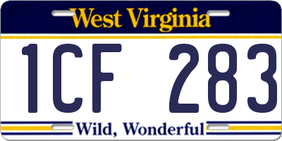 WV license plate 1CF283