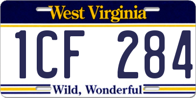 WV license plate 1CF284
