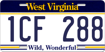 WV license plate 1CF288