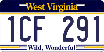 WV license plate 1CF291