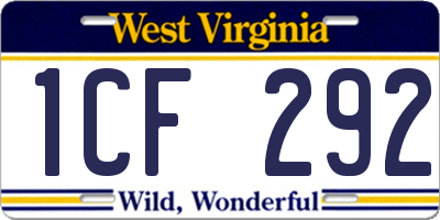 WV license plate 1CF292