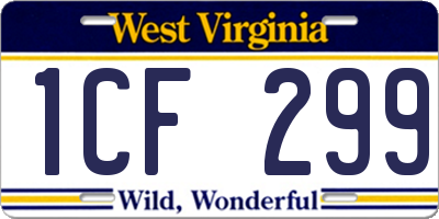 WV license plate 1CF299
