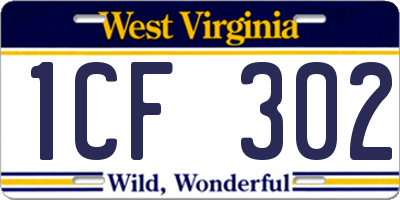 WV license plate 1CF302